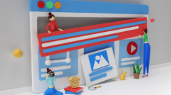 Creative 3D Render Design for web development banner, marketing material, business presentation, online advertising.